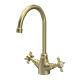 Nuie Traditional Mono Kitchen Sink Mixer Tap Dual Handle Brushed Brass