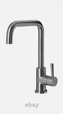 Pure Stainless Steel Kitchen Sink Mono Swivel Single Lever Mixer Tap Brushed