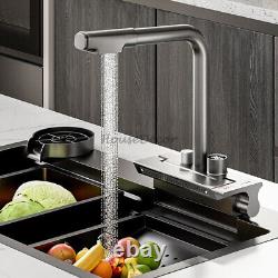 Rain Waterfall Kitchen Sink Faucet Hot Cold Rotating Digital Display Mixer Taps
