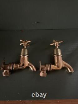 Refurbished Brass Bib Taps Ideal Belfast Butler Kitchen Sink L23