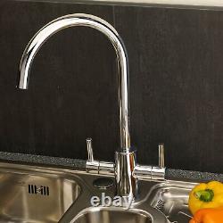 Reginox Genesis Kitchen Sink Tap Chrome Swivel Spout Mixer Hot Tap Dual Lever