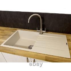 Reginox Harlem10 Kitchen Sink Single Bowl Caffe Granite Reversible Inset Waste