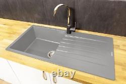 Reginox Harlem10 Kitchen Sink Single Bowl Silver Grey Granite Reversible Inset
