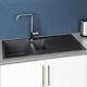Reginox Harlem15 Kitchen Sink 1.5 Bowl Silver Black Granite Reversible Waste