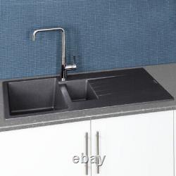 Reginox Harlem15 Kitchen Sink 1.5 Bowl Silver Black Granite Reversible Waste