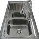 Reversible Kitchen Sink Stainless Steel 1.5 Bowl Pull Out Mixer Tap & Waste Kit
