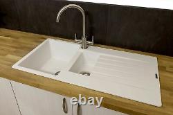 Rexington Harlem Granite Kitchen Sink 1.5 Bowl Drainer Cream 1000x500