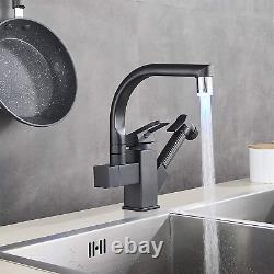 Rozin Black LED Kitchen Sink Tap with Pull Out Spray 360 Degree Swivel Spout Tap
