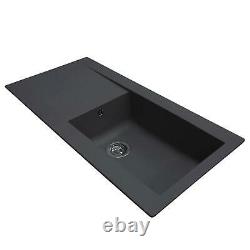SIA 1.0 Bowl Grey Composite Reversible Inset Kitchen Sink & Angel CP Chrome Tap