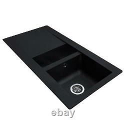 SIA 1.5 Bowl Black Composite Reversible Inset Kitchen Sink & KT5CU Copper Tap