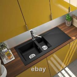 SIA 1.5 Bowl Black Composite Reversible Inset Kitchen Sink & KT6BLD Mixer Tap