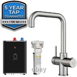 SIA Brushed Nickel 3-in-1 Instant Boiling Hot Water Tap Including Tank & Filter