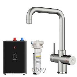 SIA Brushed Nickel 3-in-1 Instant Boiling Hot Water Tap Including Tank & Filter