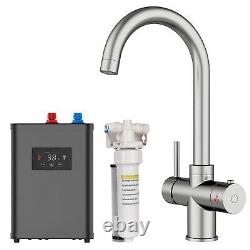 SIA Brushed Nickel 3-in-1 Instant Boiling Hot Water Tap With Tank & Filter