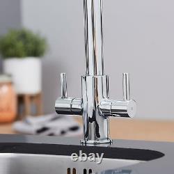 SIA KT4CH Chrome Pull Out Spray Twin Lever Monobloc Kitchen Sink Mixer Tap