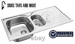 STM PRIME 1.5 With TAP One and Half bowl stainless steel kitchen sink 965 x 500