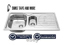 STM PRIME 1.5 With TAP One and Half bowl stainless steel kitchen sink 965 x 500