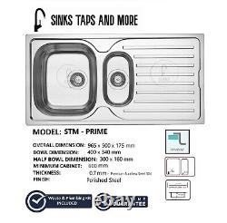 STM PRIME 1.5 With TAP One and Half bowl stainless steel kitchen sink 965 x 500