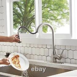 Silver Kitchen Tap 360° Swivel Single Handle Pull Down Kitchen Sink Tap