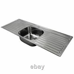 Single Bowl Stainless Steel Double Drainer Inset Kitchen Sink 1 & Twin Tap Hole