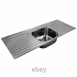 Single Bowl Stainless Steel Double Drainer Inset Kitchen Sink 1 & Twin Tap Hole