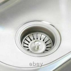 Single Bowl Stainless Steel Double Drainer Inset Kitchen Sink Twin Tap Hole New