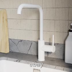 Single Lever White Monobloc Kitchen Sink Mixer Tap Elwood ELWSLMWSQ