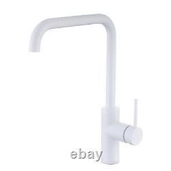 Single Lever White Monobloc Kitchen Sink Mixer Tap Elwood ELWSLMWSQ