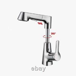 Sink Basin Pull Out Tap Kitchen Faucet Bathroom Taps 360° Rotatable Brass Faucet