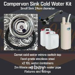 Small Stainless Steel Campervan Motorhome Catering Van Boat Sink Tap pump / Kit