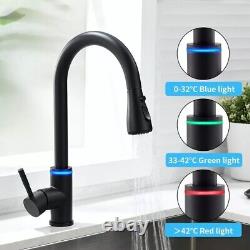 Smart Touch Black Kitchen LED Faucets Crane For Sensor Kitchen Water Tap Sink