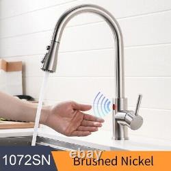 Smart Touch Kitchen Sink Faucet Pull Out Sprayer Mixer Tap Brushed Touch Faucet