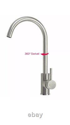 Stainless Steel Brushed Kitchen Sink Mono Swivel Single Lever Mixer Tap