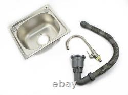 Stainless Steel Kitchen Sink Single Bowl Top Mount inc Waste kit & tap 37x32cm