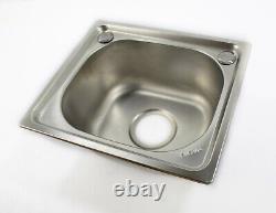 Stainless Steel Kitchen Sink Single Bowl Top Mount inc Waste kit & tap 37x32cm