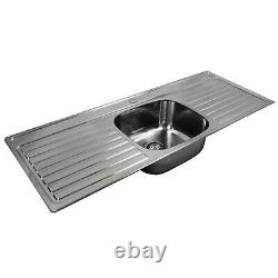 Stainless Steel Single Bowl Double Drainer Inset Kitchen Sink 1 & Twin Tap Hole