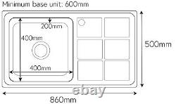 Stainless Steel Single Right & Left Hand Drainer Tap Hole Inset Kitchen Sink