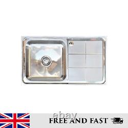 Stainless Steel Single Right & Left Hand Drainer Tap Hole Inset Kitchen Sink