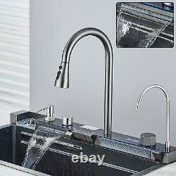 Stainless steel 46X75 cm Kitchen Sink single bow lwith Mixer Taps Pull out Spray