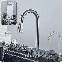 Stainless steel 46X75 cm Kitchen Sink single bow lwith Mixer Taps Pull out Spray