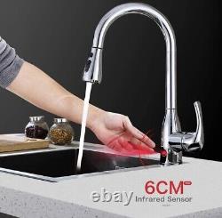 Touchless Kitchen Sink Tap, One Lever High Arc Pull-Down Kitchen Faucet