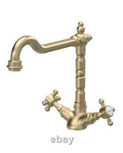 Traditional French Classic Mono Sink Mixer Kitchen Tap with Crosshead Handles