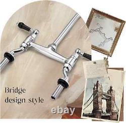 Traditional Kitchen Sink Bridge Mixer Tap Dual Black Handle 2 Hole Deck Mount T