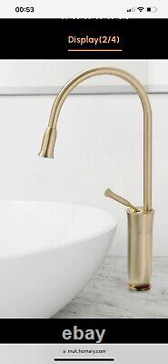 Tront Monobloc Kitchen Countertop Sink Tap Solid Brass In Brushed Gold (7A)