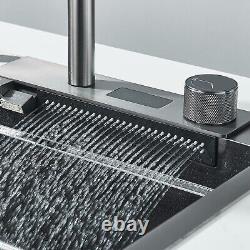 Undermount Multifunction Kitchen Sink With Pullout Faucet Set Gray Waterfall Tap