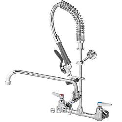 VEVOR Commercial Pre-rinse Faucet Wall Mount Kitchen Sink Faucet 8 with Sprayer