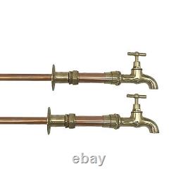 Vintage Style Wall Mounted Brass and Copper Kitchen Taps, Bathroom Taps (T47)