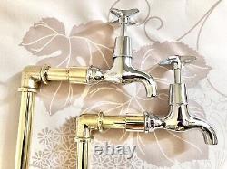 Vintage style Brass And Chrome belfast sink pillar taps