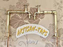 Vintage style Brass belfast sink pillar taps