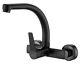 Wallmounted'F' Type Spout Kitchen Sink Tap Single Lever Black Finished Brass